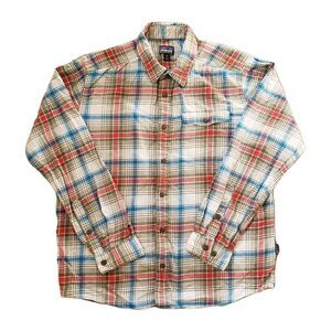 Patagonia Organic Cotton Size Medium Mens Plaid Flannel Button Up Long Sleeve